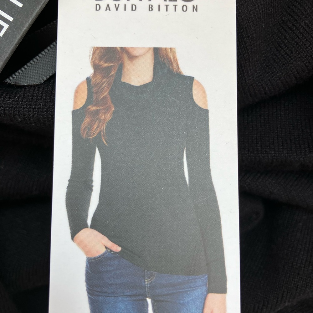 David Bitton Black Cold Shoulder Top